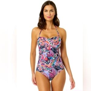 Anne Cole Multicolor Paisley One Piece Swimsuit Sz 6.